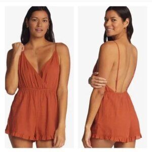 NWT Roxy Honest Love Strappy Beach Romper ROXY BURNT ORANGE ROMPER SIZE SMALL